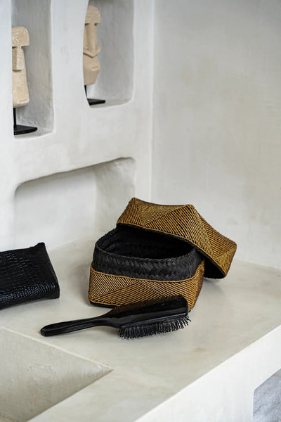 Le Panier à Offrandes Balinais avec Perles - Doré - Lot de 3