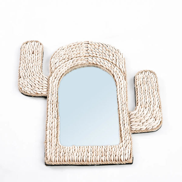 Miroir Coquillage Cactus - Blanc