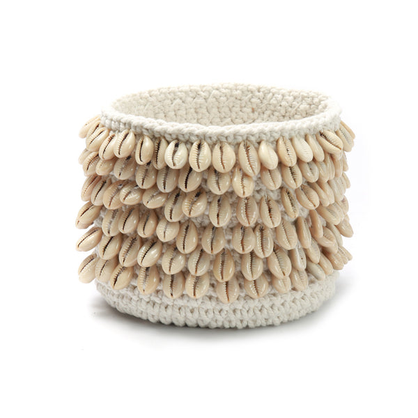 De Cowrie Macrame Plantenhouder - Naturel M