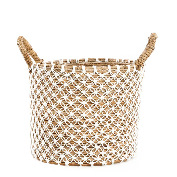 Le Panier Cross Stitched Macramé - Naturel Blanc - M