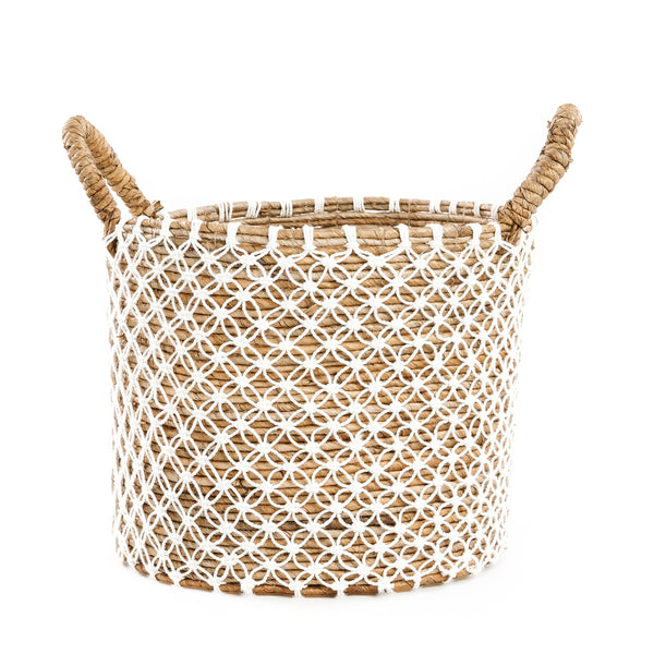Le Panier Cross Stitched Macramé - Naturel Blanc - M