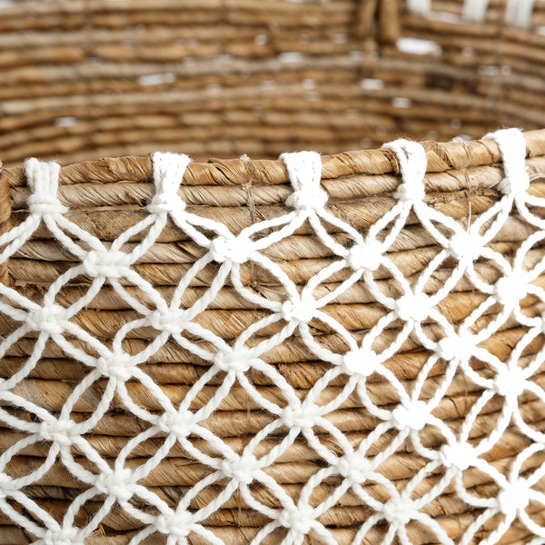 Le Panier Cross Stitched Macramé - Naturel Blanc - M
