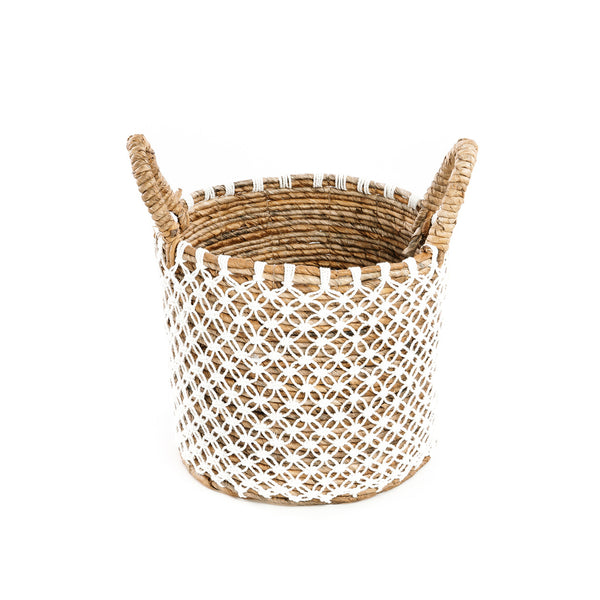 Le Panier Cross Stitched Macramé - Naturel Blanc - S