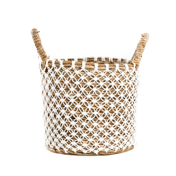 Le Panier Cross Stitched Macramé - Naturel Blanc - S