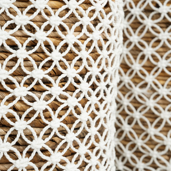 Le Panier Cross Stitched Macramé - Naturel Blanc - S
