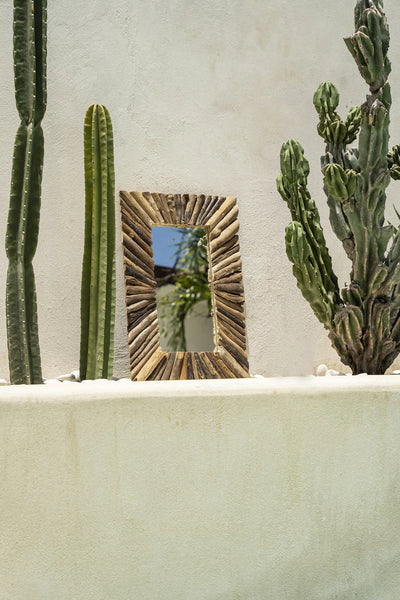 Spiegel avec cadre en bois flotté - Naturel - M