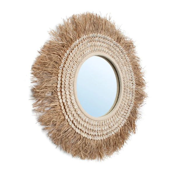 Le Miroir Raffia Cowrie - Naturel Wit