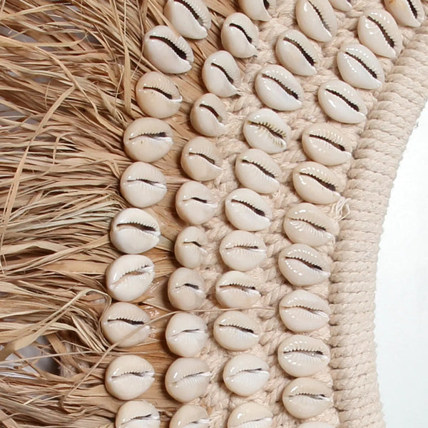 Le Miroir Raffia Cowrie - Naturel Wit
