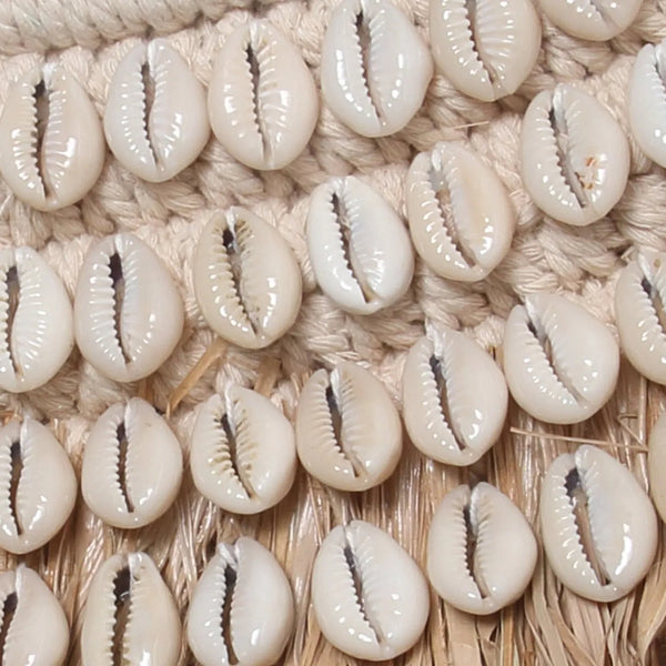 Le Miroir Raffia Cowrie - Naturel Wit