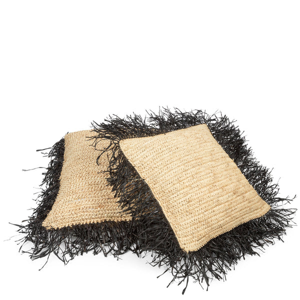 La Housse de Coussin Raphia - Noir Naturel - 40x40