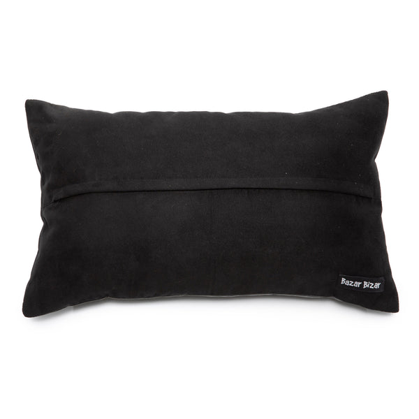 Housse de Coussin Six Panneaux en Cuir - Noir - 30x50