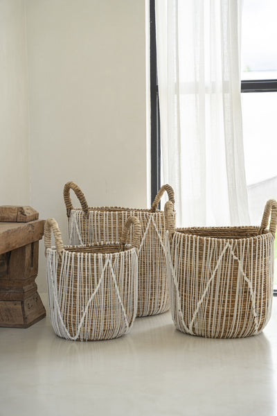 Le Panier Cross Stitched Makramee - Naturel Blanc - S