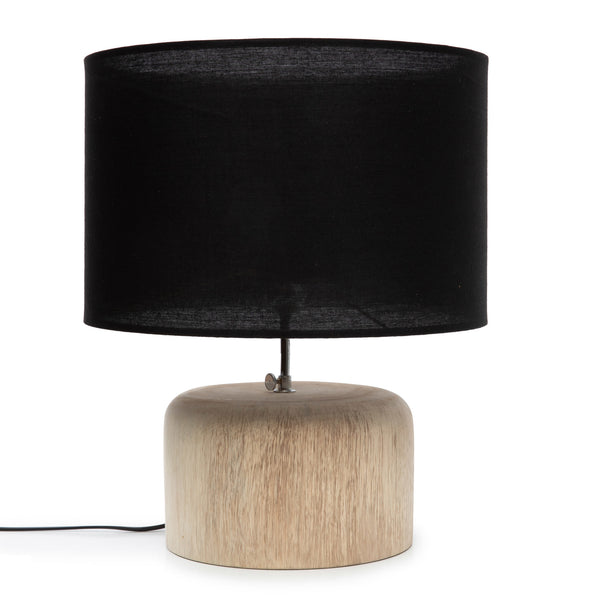 La Lampe de Table en Bois de Teck - Noir Naturel