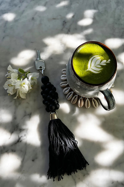 Le porte-clés Perles en bois - Noir