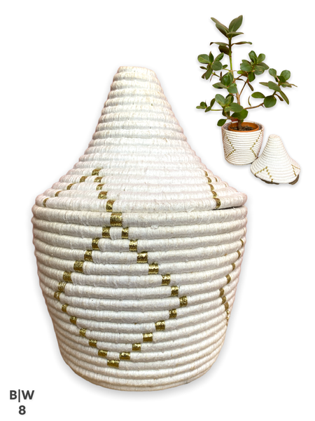 Paniers berbères blancs et dorés