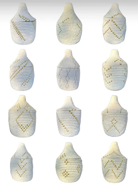 Paniers berbères blancs et dorés