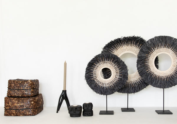 Bougeoir Statue #27 de Sumba - Noir