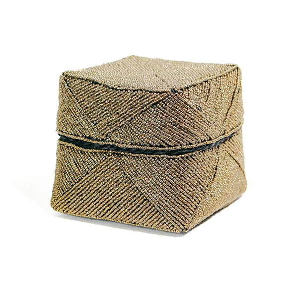 Le Panier à Offrandes Balinais avec Perles - Doré - Lot de 3