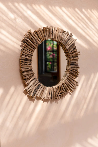 Le Miroir Halo en Bois Flotté - Naturel - M