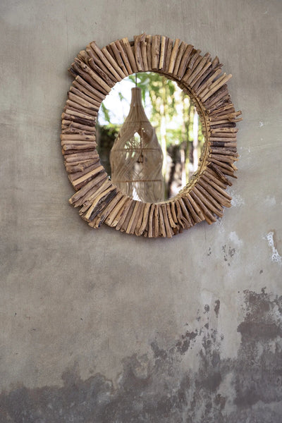 Le Miroir Halo en Bois Flotté - Naturel - M