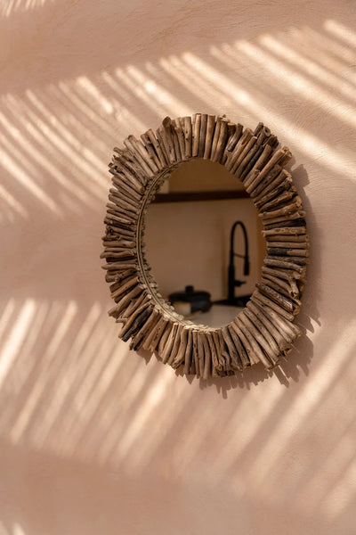 Le Miroir Halo en Bois Flotté - Naturel - M