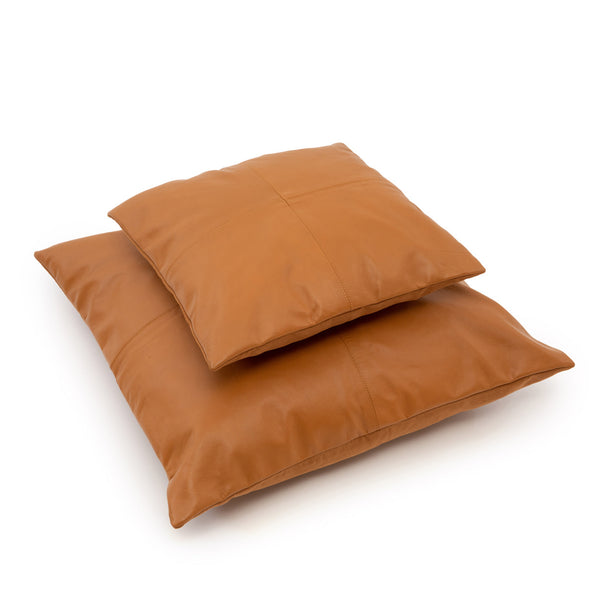 Housse de Coussin en Cuir à Quatre Panneaux - Camel - 40x40