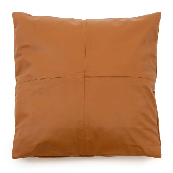 Housse de coussin en cuir à quatre panneaux - Chameau - 60x60