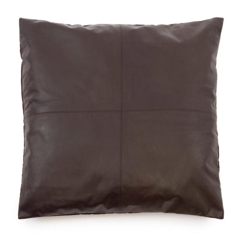 Housse de Coussin en Cuir à Quatre Panneaux - Chocolat - 60x60