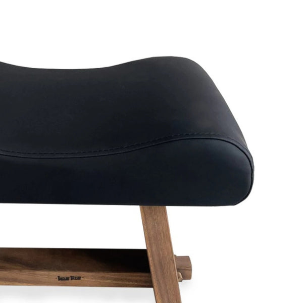 Le Tabouret Suar avec Cuir - Noir Naturel