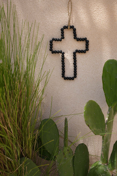 Décoration à Suspendre La Croix en Bois - Noir