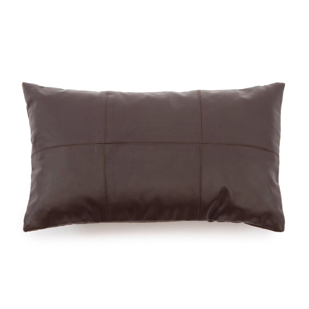 Housse de Coussin en Cuir Six Panneaux - Chocolat - 30x50