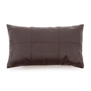 Housse de Coussin en Cuir Six Panneaux - Chocolat - 30x50